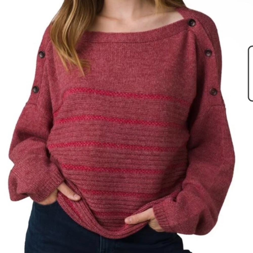 Prana Phono Sweater Mauve Wool Blend Sz Large